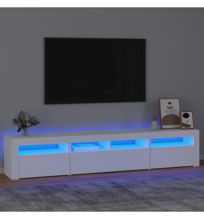 Meuble TV avec lumières LED Blanc 210x35x40 cm | Mobilier & Déco