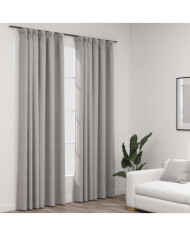 Rideaux occultants aspect lin avec crochets 2pcs Gris 140x245cm | Mobilier & Déco