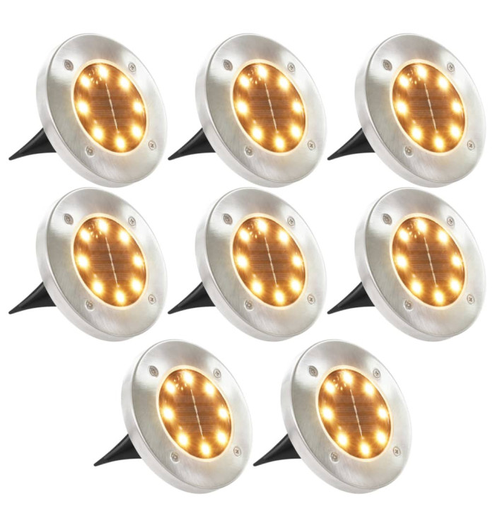 Lampe solaire au sol 8 pcs Lumières LED blanches chaudes | Mobilier & Déco