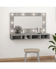 Armoire à miroir avec LED Sonoma gris 90x31,5x62 cm | Mobilier & Déco