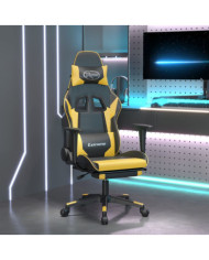 Chaise de jeu avec repose-pied Noir et doré Similicuir | Mobilier & Déco