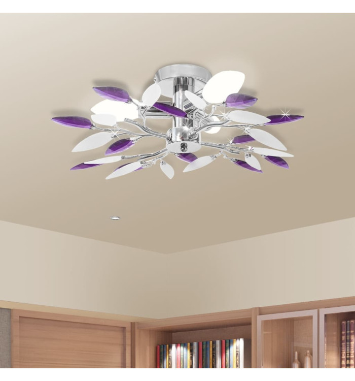 Plafonnier et bras en forme de feuille Acrylique 3 ampoules E14 | Mobilier & Déco