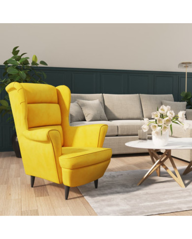 Fauteuil jaune moutarde velours | Mobilier & Déco