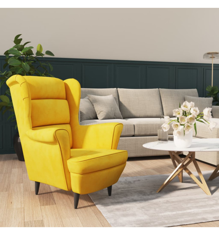 Fauteuil jaune moutarde velours | Mobilier & Déco