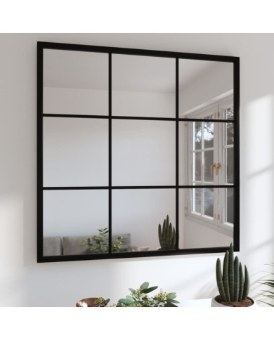 Miroir mural noir 60x60 cm métal | Mobilier & Déco
