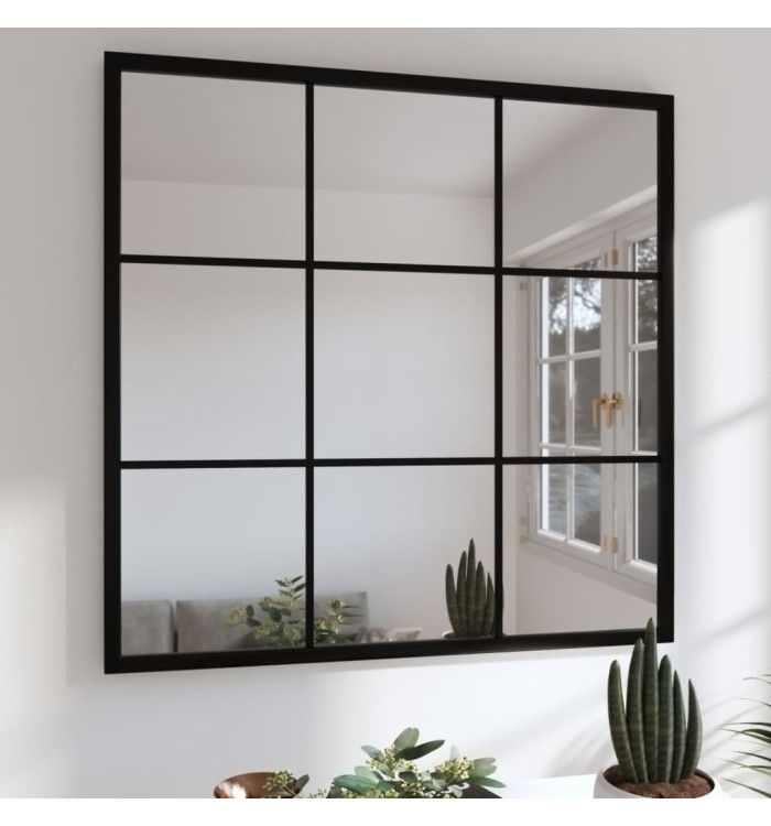 Miroir mural noir 60x60 cm métal | Mobilier & Déco