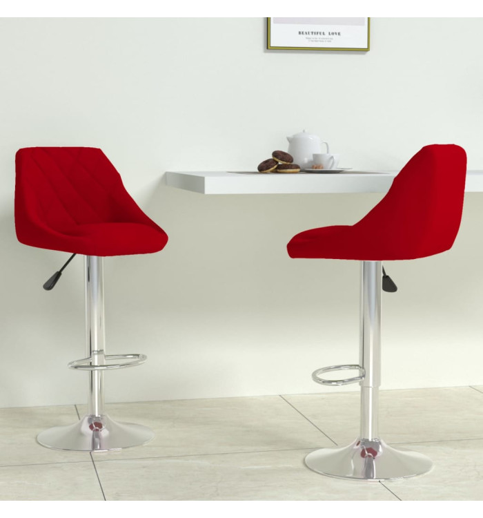 Tabourets de bar lot de 2 rouge bordeaux velours | Mobilier & Déco