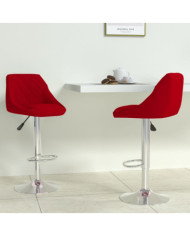 Tabourets de bar lot de 2 rouge bordeaux velours | Mobilier & Déco