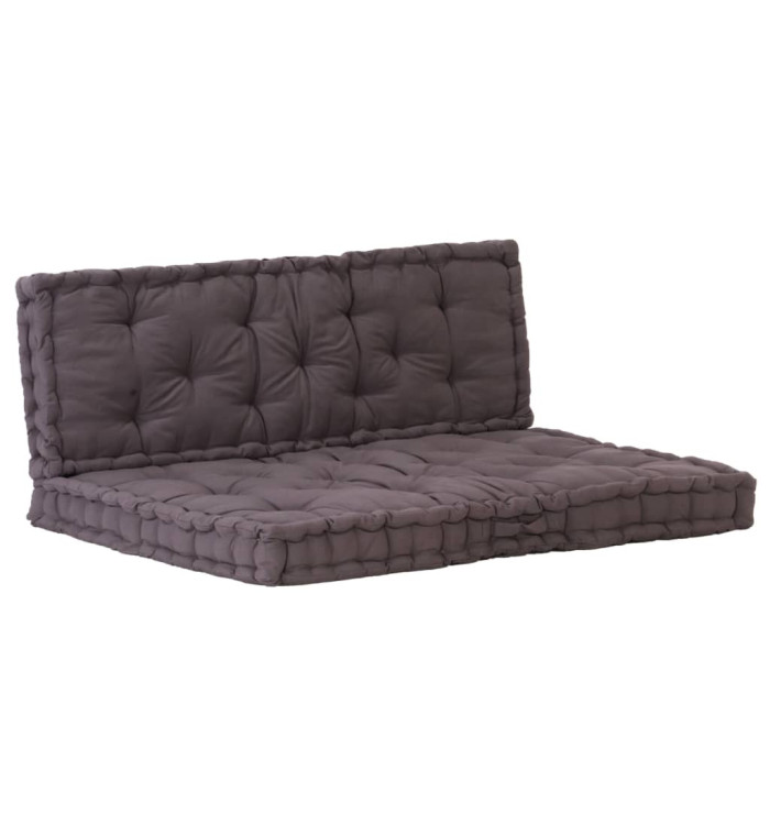 Coussins de plancher de palette lot de 2 Coton Anthracite | Mobilier & Déco