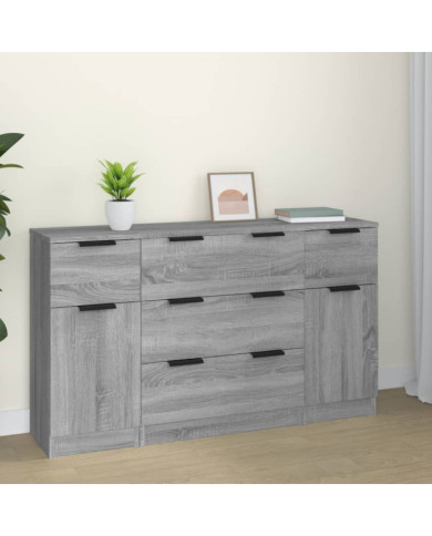 Ensemble de buffets 3 pcs Sonoma gris Bois d'ingénierie | Mobilier & Déco