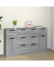 Ensemble de buffets 3 pcs Sonoma gris Bois d'ingénierie | Mobilier & Déco
