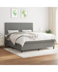 Sommier à lattes de lit avec matelas Gris foncé 160x200cm Tissu | Mobilier & Déco