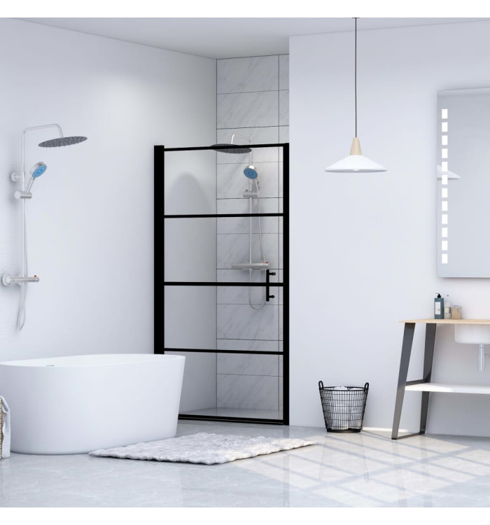 Porte de douche verre trempé 91x195 cm noir | Mobilier & Déco
