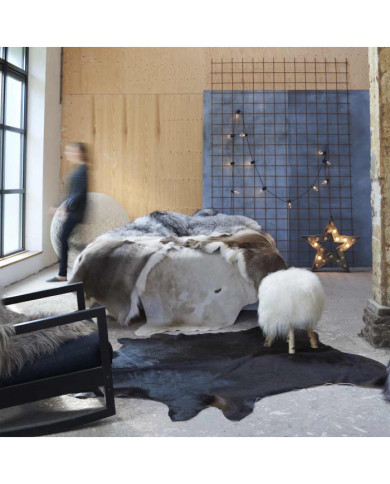Tapis en peau de vache véritable Noir 150 x 170 cm | Mobilier & Déco