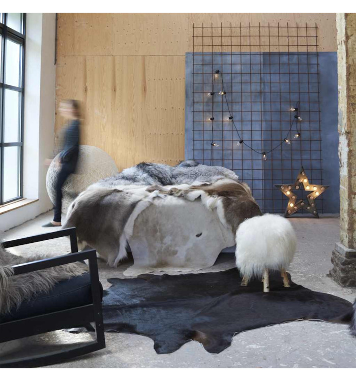 Tapis en peau de vache véritable Noir 150 x 170 cm | Mobilier & Déco
