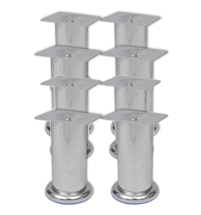 Pieds ronds de canapé 8 pcs Chrome 120 mm | Mobilier & Déco