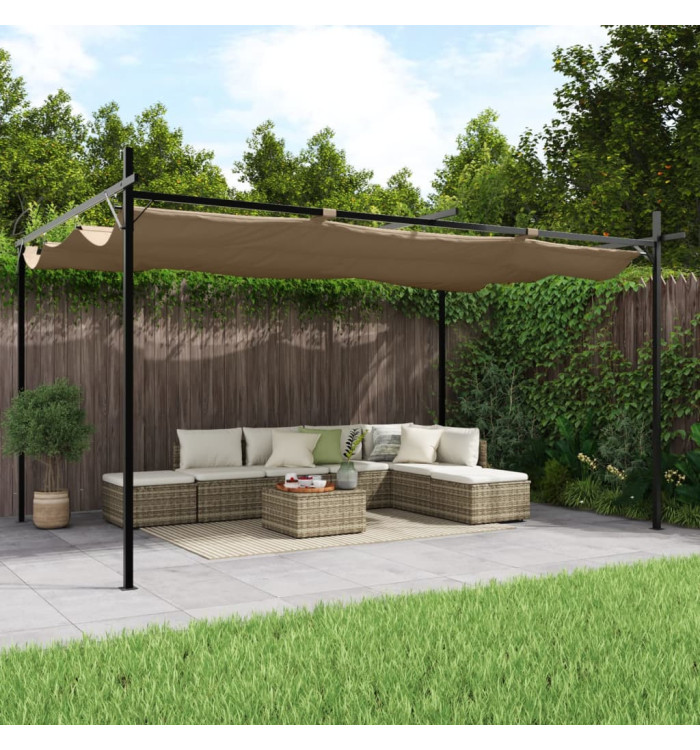 Pergola avec toit rétractable taupe 395x292x230 cm | Mobilier & Déco