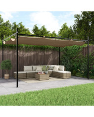 Pergola avec toit rétractable taupe 395x292x230 cm | Mobilier & Déco
