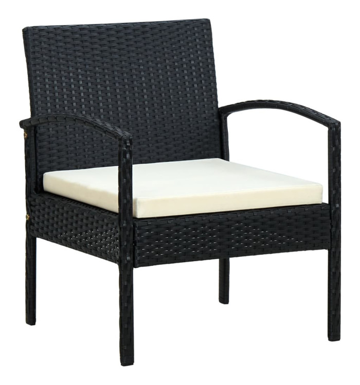 Chaise de jardin avec coussin Résine tressée Noir | Mobilier & Déco
