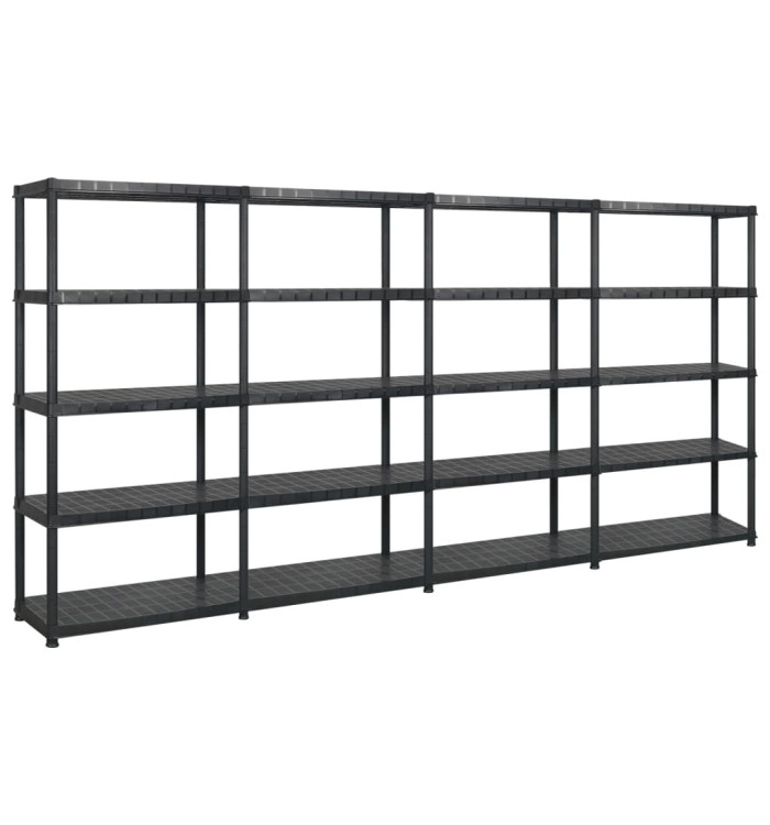 Étagère de rangement à 5 niveaux Noir 366x45,7x185 cm Plastique | Mobilier & Déco