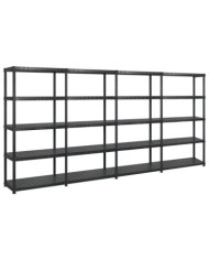 Étagère de rangement à 5 niveaux Noir 366x45,7x185 cm Plastique | Mobilier & Déco