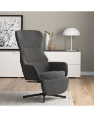 Chaise de relaxation avec repose-pied Gris foncé Velours | Mobilier & Déco