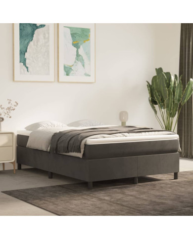 Sommier à lattes de lit et matelas Gris foncé 140x200cm Velours | Mobilier & Déco