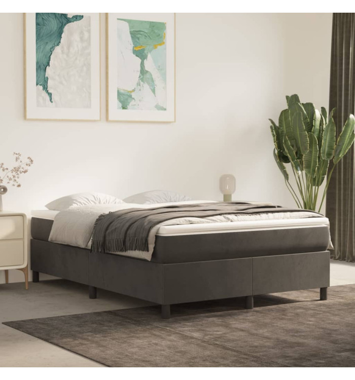 Sommier à lattes de lit et matelas Gris foncé 140x200cm Velours | Mobilier & Déco