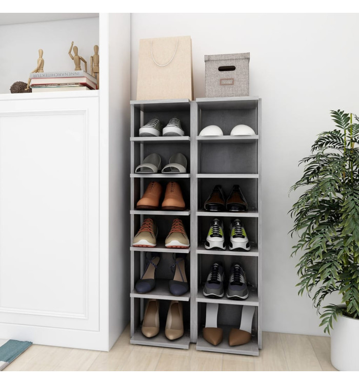 Armoires à chaussures 2 pcs Gris béton 27,5x27x102 cm | Mobilier & Déco