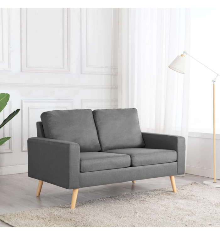 Canapé à 2 places Gris clair Tissu | Mobilier & Déco