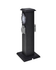 Pilier avec prise de jardin et minuterie Noir | Mobilier & Déco