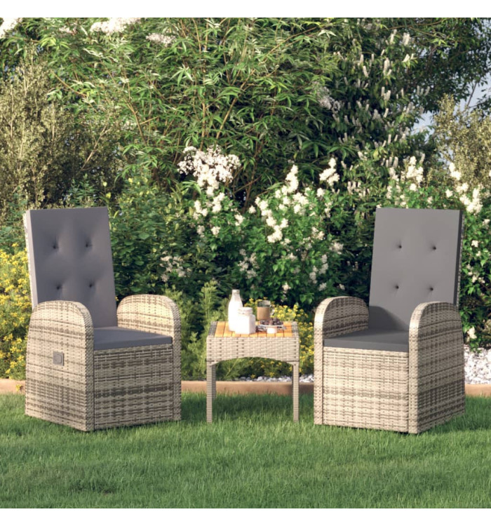 Chaise inclinable de jardin 2pc et coussins Résine tressée Gris | Mobilier & Déco