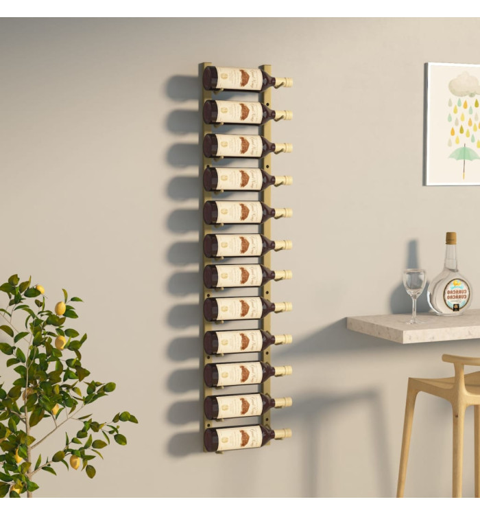 Casier à vin mural pour 12 bouteilles Doré Fer | Mobilier & Déco