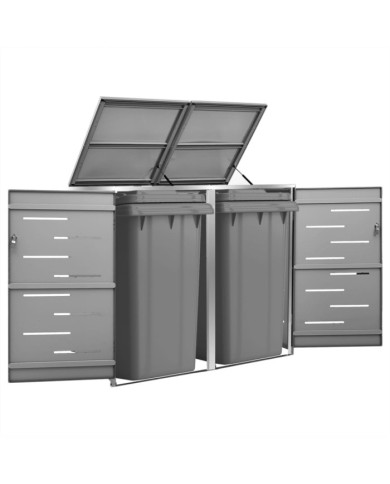 Abri pour deux poubelles 138x77,5x112,5 cm Inox | Mobilier & Déco