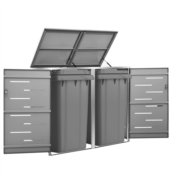 Abri pour deux poubelles 138x77,5x112,5 cm Inox | Mobilier & Déco