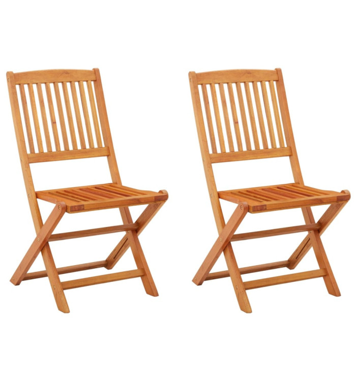 Chaises de jardin pliables lot de 2 Bois d'eucalyptus massif | Mobilier & Déco