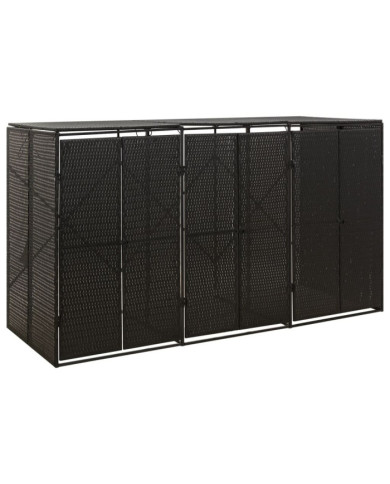 Abri pour poubelle triple Noir 207x80x117 cm Résine tressée | Mobilier & Déco