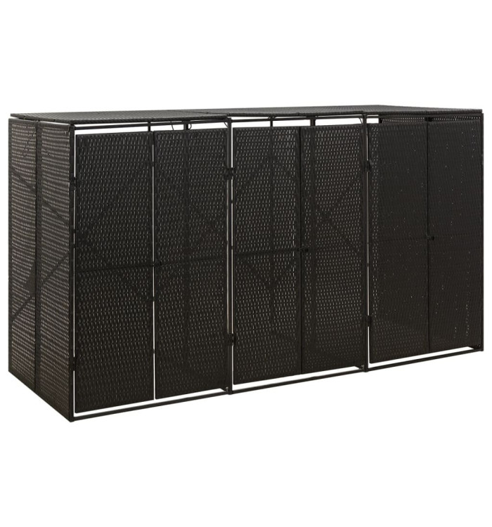 Abri pour poubelle triple Noir 207x80x117 cm Résine tressée | Mobilier & Déco