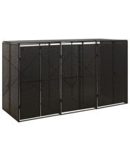 Abri pour poubelle triple Noir 207x80x117 cm Résine tressée | Mobilier & Déco