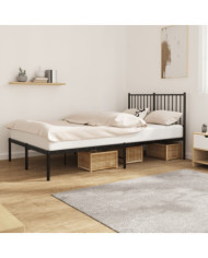 Cadre de lit métal sans matelas avec tête de lit noir 120x190cm | Mobilier & Déco