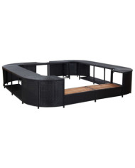 Cadre de spa carré Noir 268x268x55 cm Résine tressée | Mobilier & Déco
