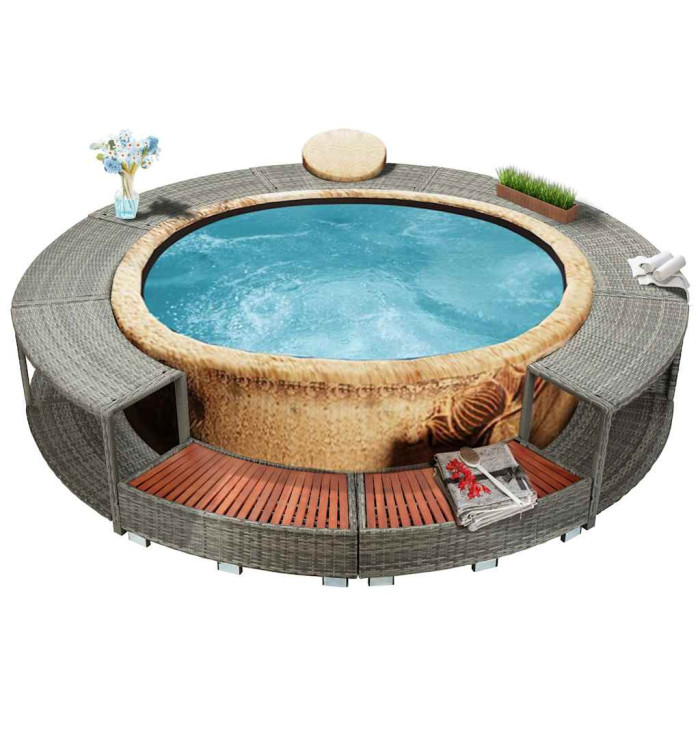 Cadre de bain à remous résine tressée | Mobilier & Déco