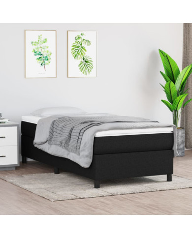 Sommier à lattes de lit avec matelas Noir 90x200 cm Tissu | Mobilier & Déco
