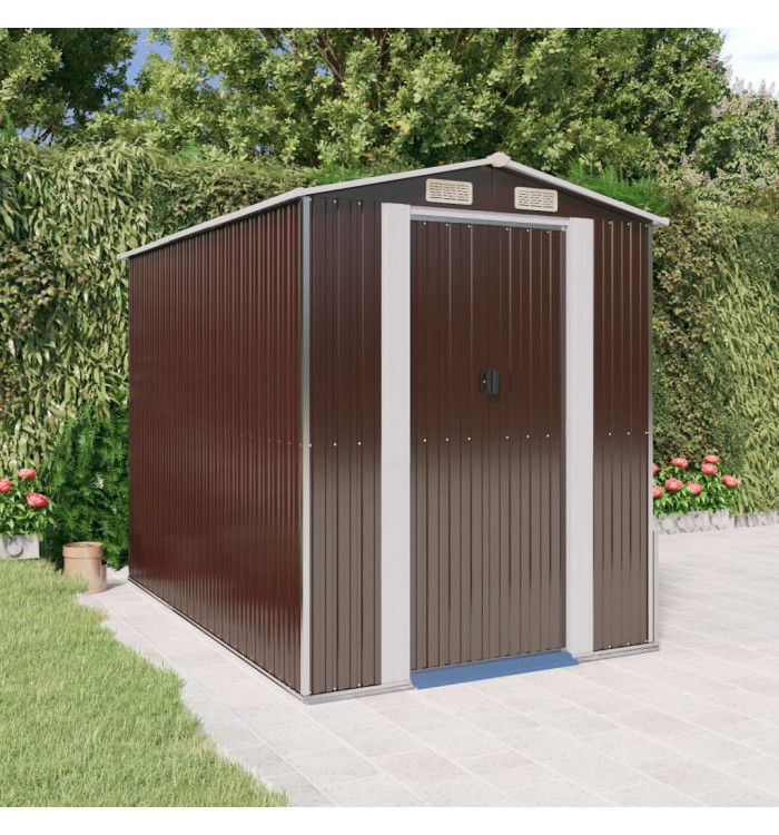 Abri de jardin Marron foncé 192x274x223 cm Acier galvanisé | Mobilier & Déco