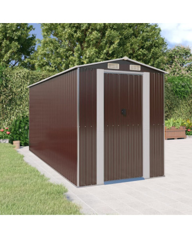 Abri de jardin Marron foncé 192x440x223 cm Acier galvanisé | Mobilier & Déco