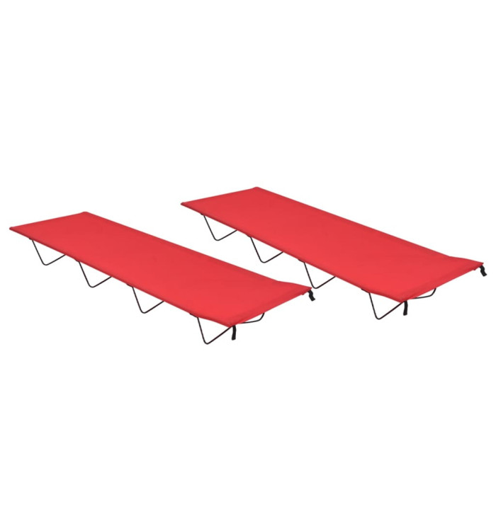 Lits de camping 2 pcs 180x60x19 cm Tissu Oxford et acier Rouge | Mobilier & Déco