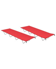 Lits de camping 2 pcs 180x60x19 cm Tissu Oxford et acier Rouge | Mobilier & Déco