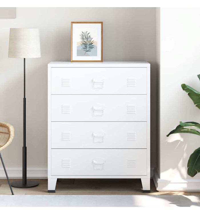 Armoire à tiroirs industrielle Blanc 78x40x93 cm Métal | Mobilier & Déco