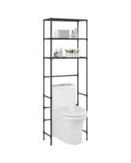 Support de rangement de toilette à 3 niveaux Noir 53x28x169 cm | Mobilier & Déco