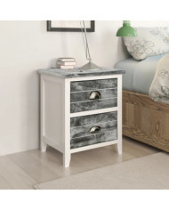 Table de chevet 2 pcs avec 2 tiroirs Gris et blanc | Mobilier & Déco